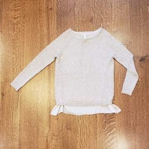 PinkBlush gold sequin keyhole back layered sweater